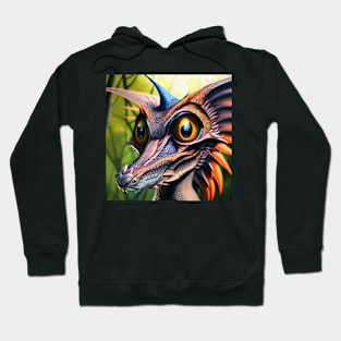 Colorful Purple Jungle Dragon with Big Eyes Hoodie